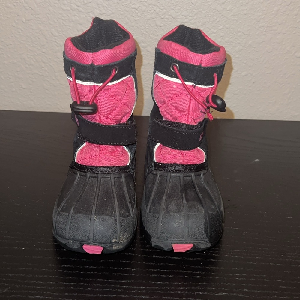 Totes Tammy Girls' Winter Pink Black‎ Boots Size 11 Waterproof Rain Boot EUC - Picture 2 of 9